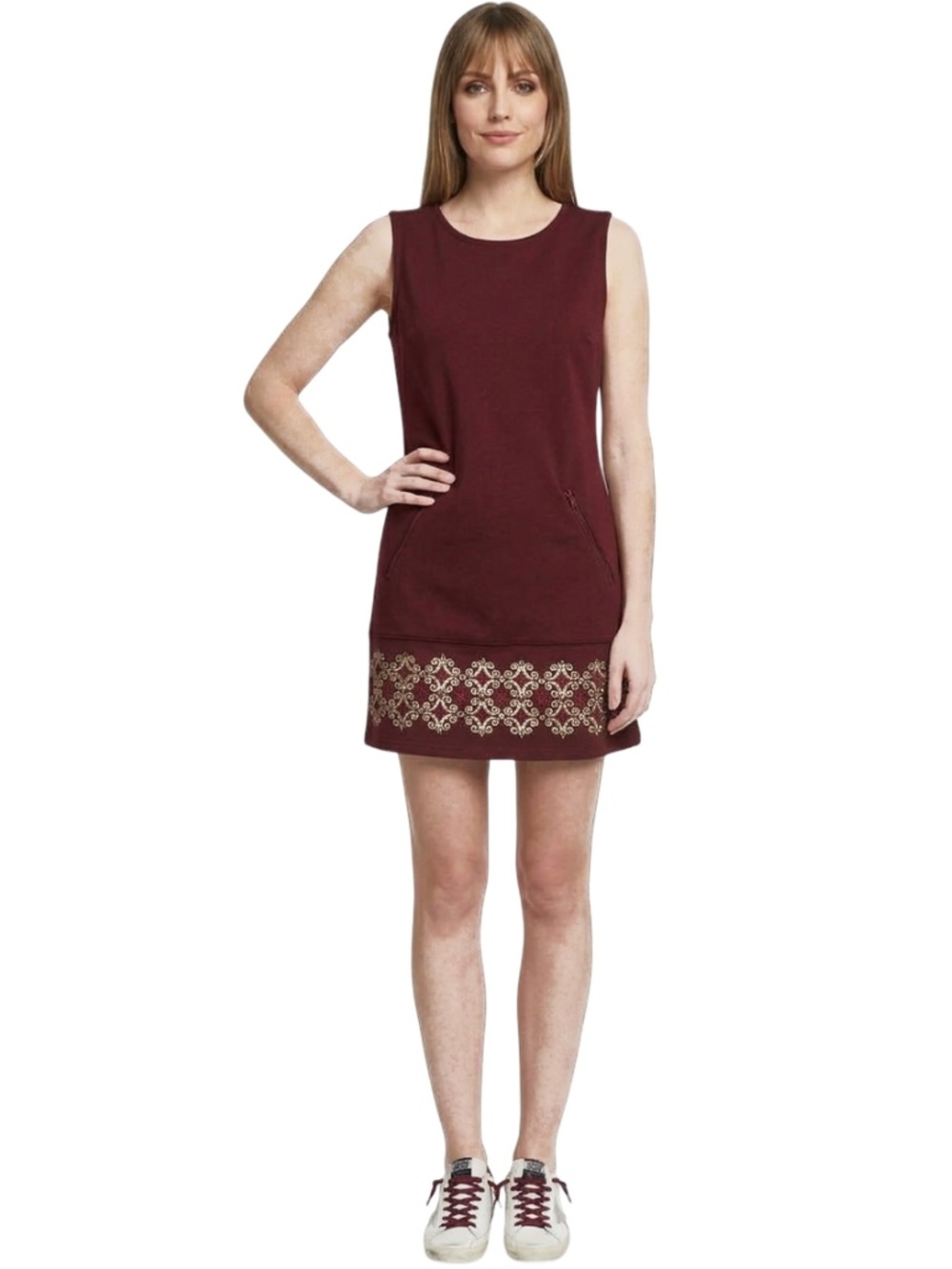 Athleta Burgundy Hot When You’re Not Scuba Athletic Dress Tunic Shift Sleeveless